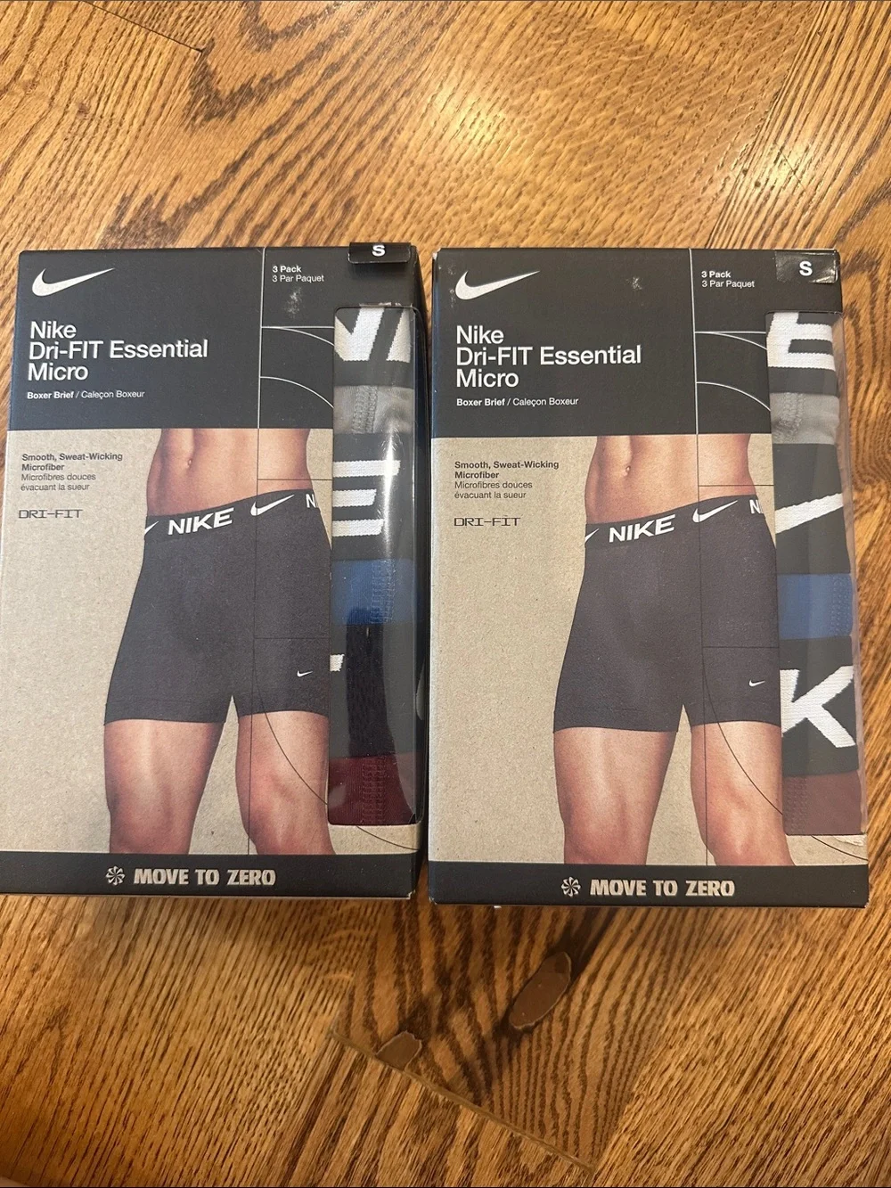 Nike Dri-FIT Essential Micro Boxer Briefs- Grey, Blue, Red-  (2) 3-Packs, 6pairs